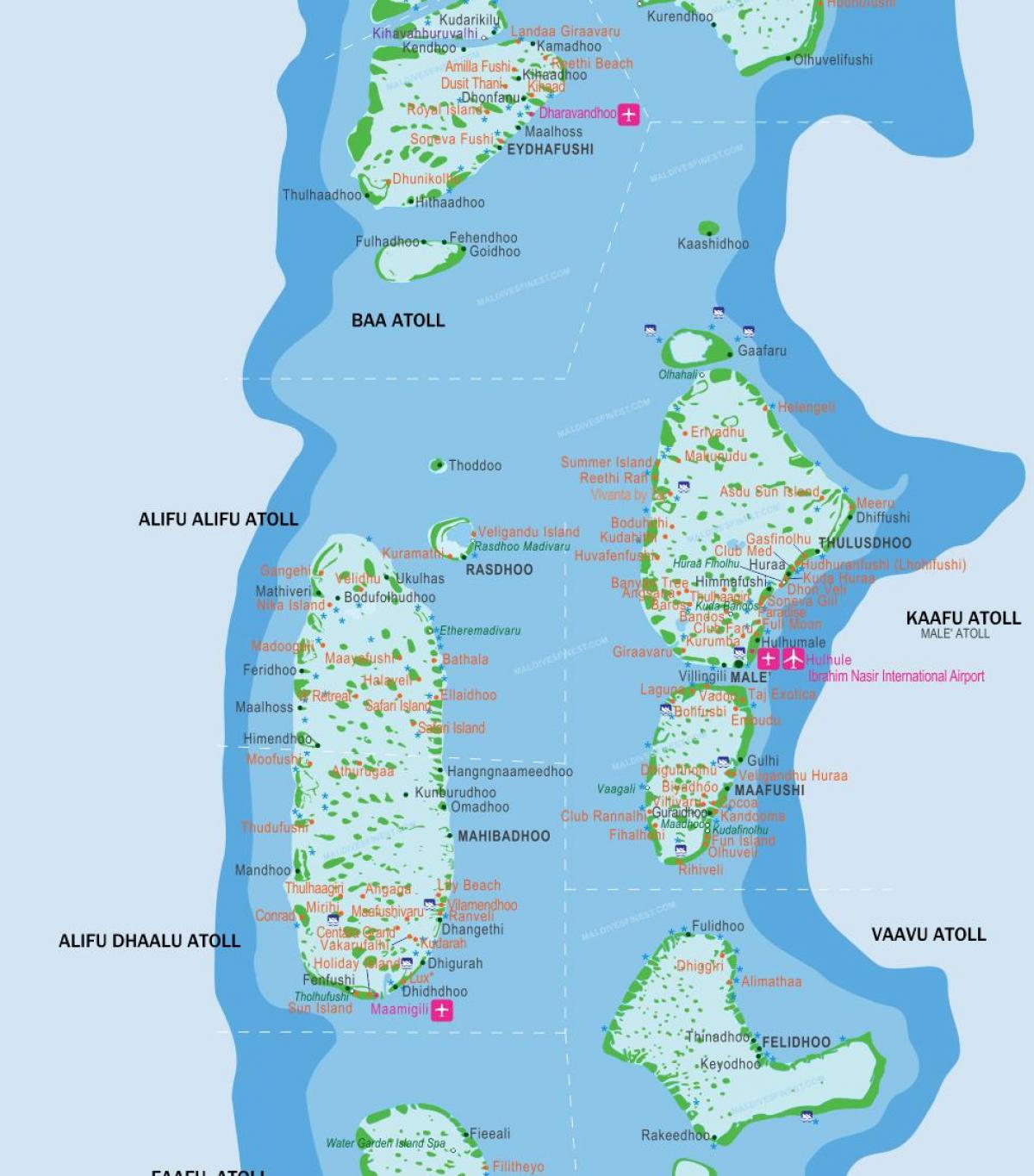 map of w maldives